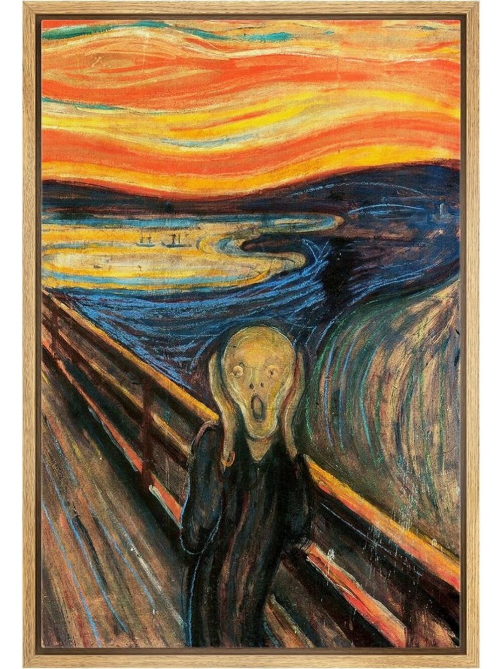 New Framed Canvas Wall Art - Edvard Munch's The Scream, 24"x36", Colorful Decor